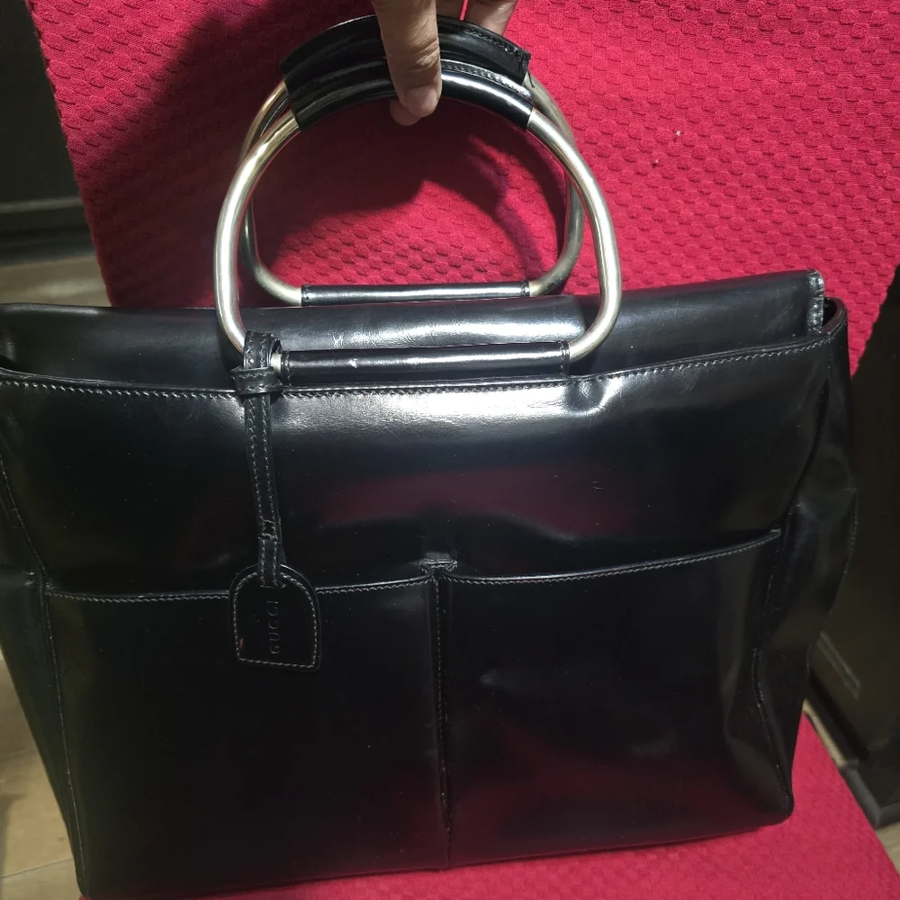 Authentic GUCCI Vintage Leather Hand Tote Bag Black - Picture 8 of 11